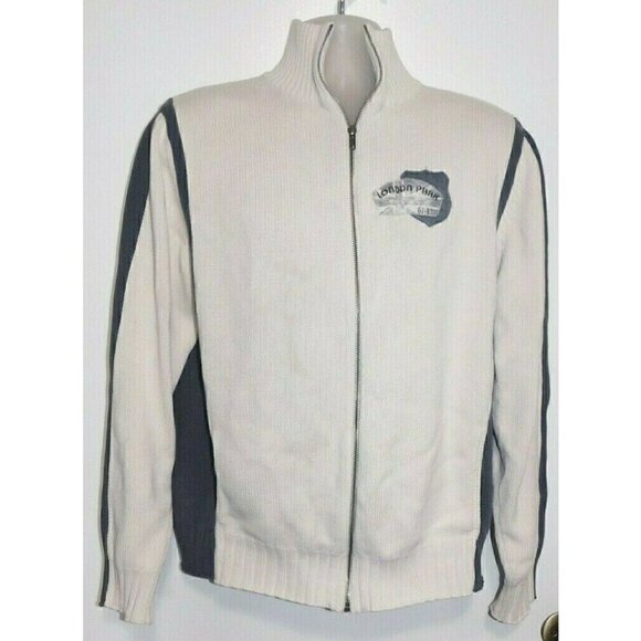 GUESS sweater, men's size XXL SIZE RUNS SMALL beige & gray cotton heavier weight - Picture 1 of 6